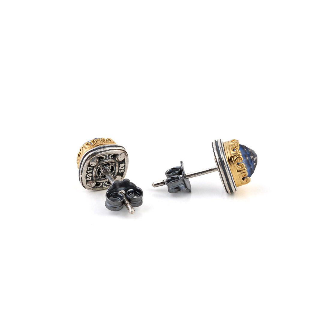 Byzantine Stud Earrings with Doublet Gemstone