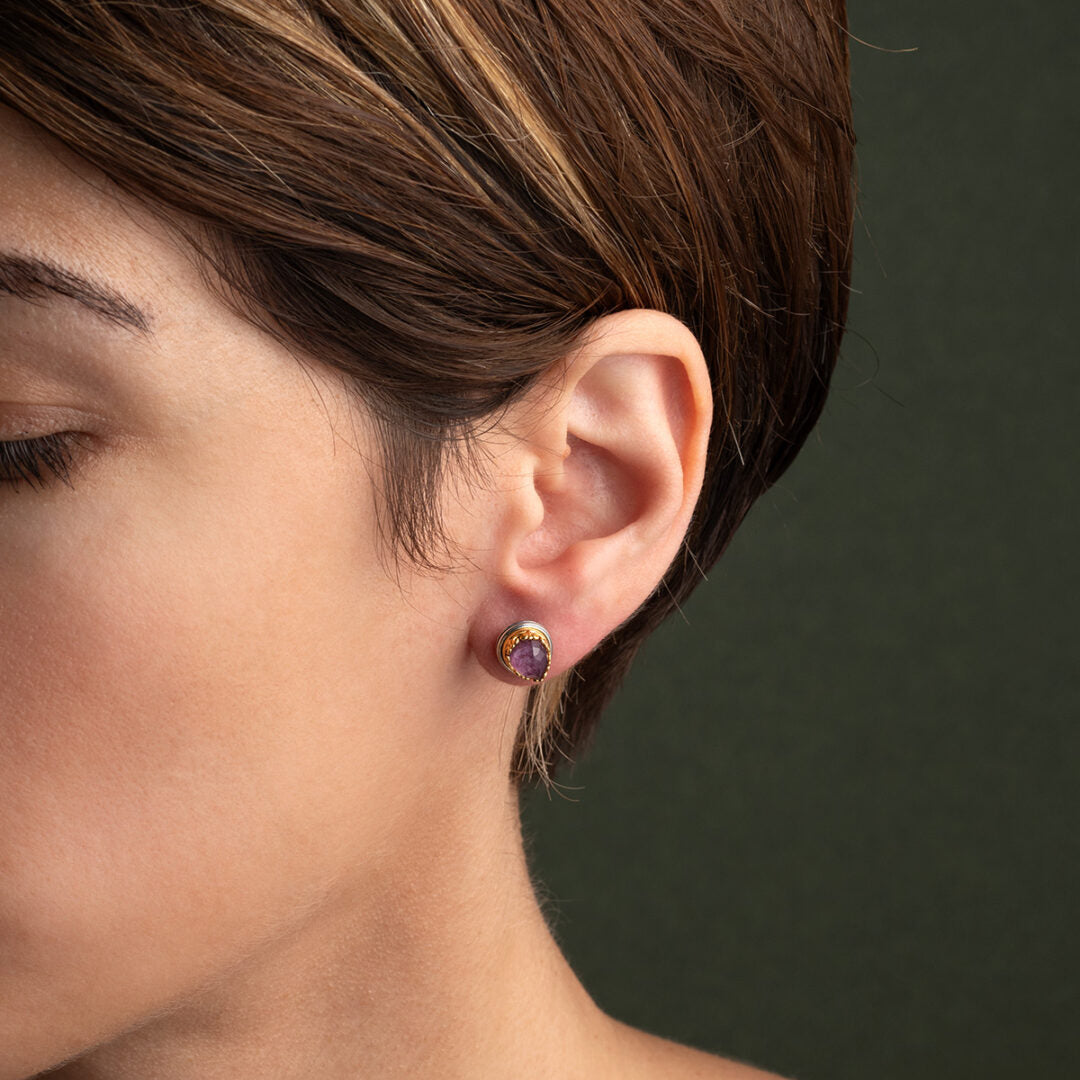 Byzantine Stud Earrings with Gemstone