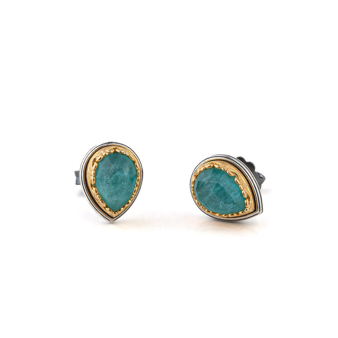 Amazonite Byzantine Stud Earrings