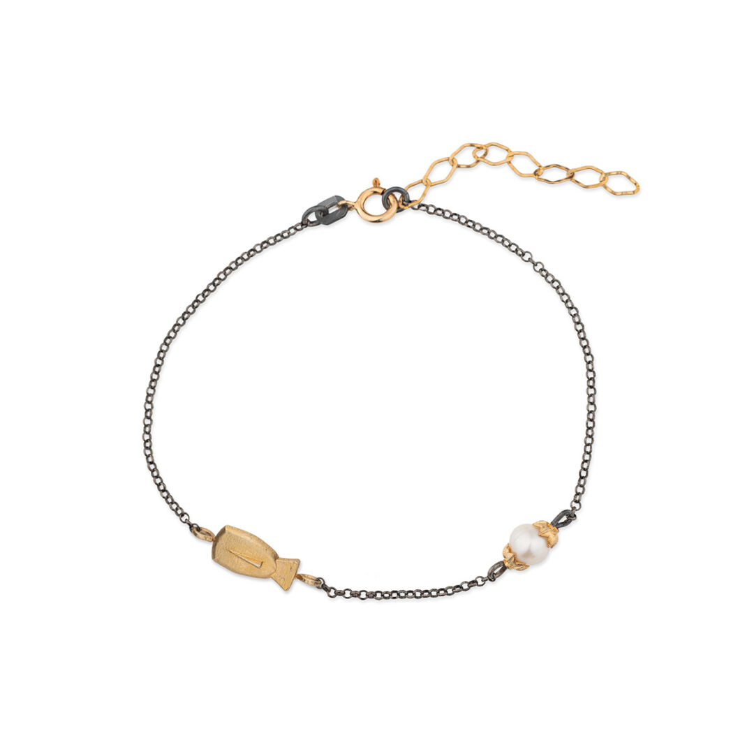 Cycladic Idol Bracelet with Pearl Stone