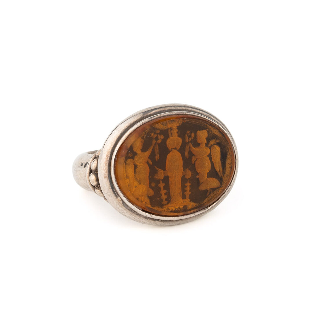 Imperial Seal Ring – Sterling Silver & Amber Intaglio