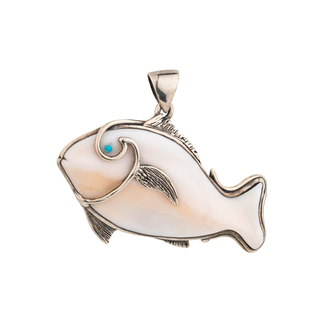Fish Shell Pendant in Sterling Silver 925