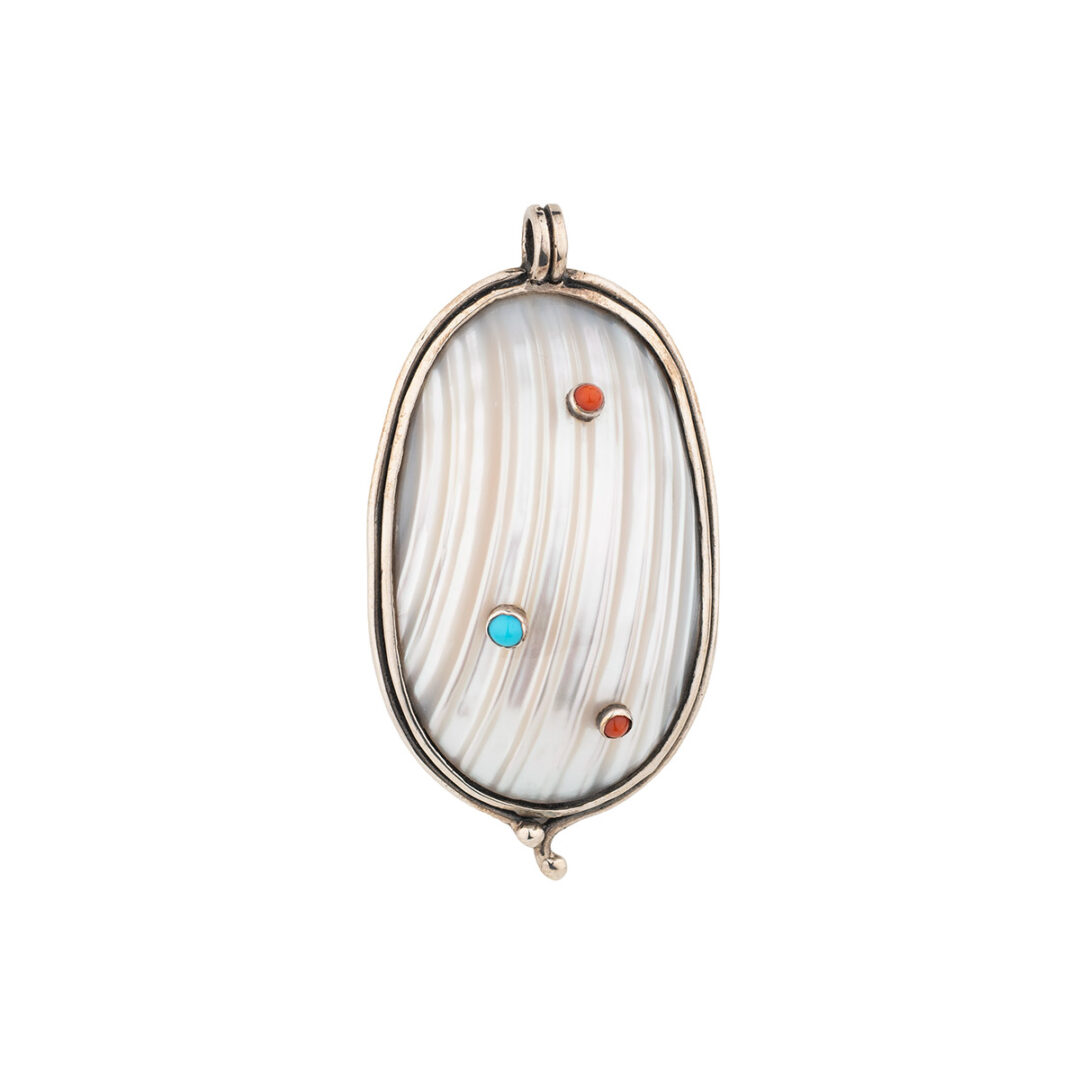 Boho Shell Pendant with Beads – Sterling Silver 925