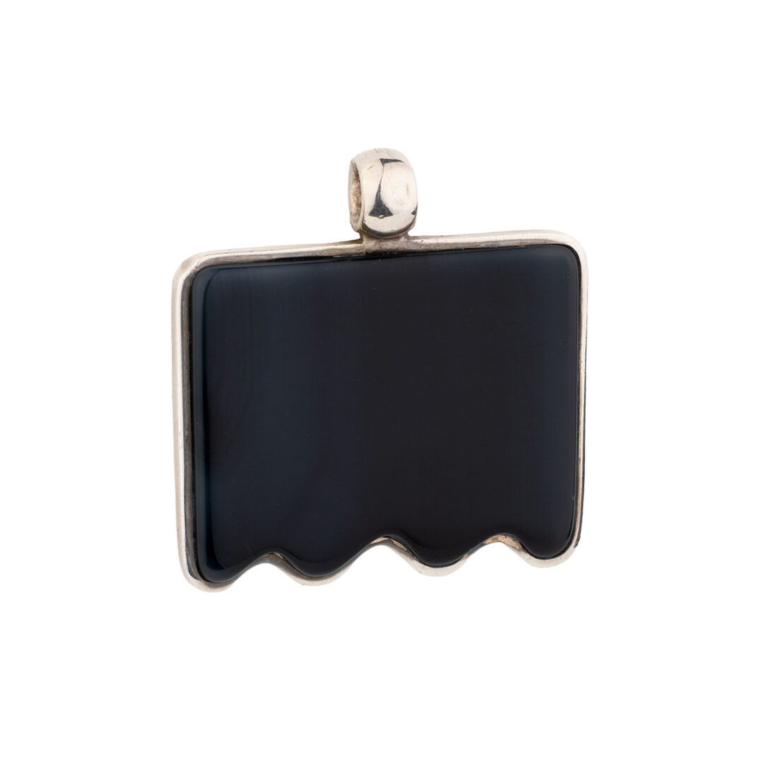 Onyx Geometric Pendant in 925 Sterling Silver