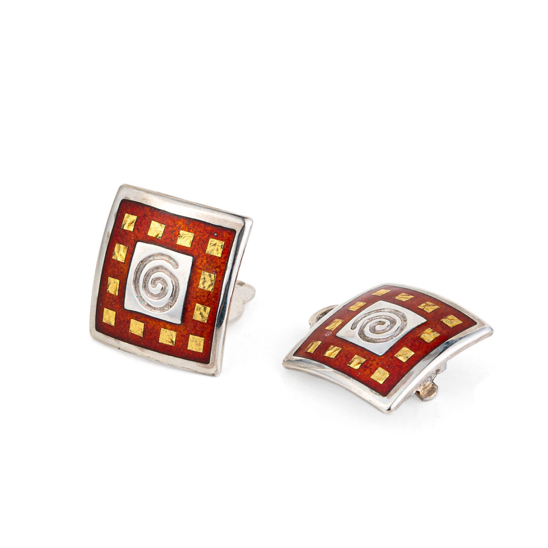 Spiral Stud Earrings with enamel