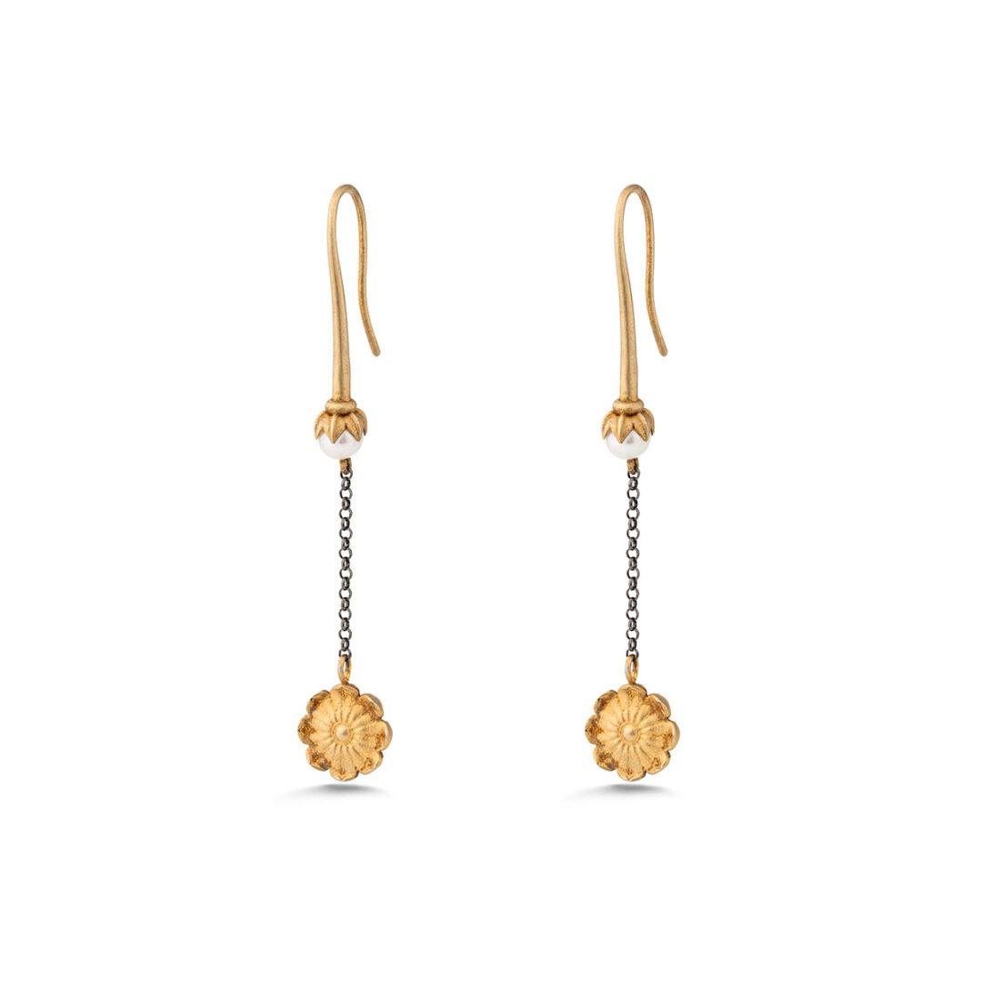 Rosette Dangle Earrings with Pearl