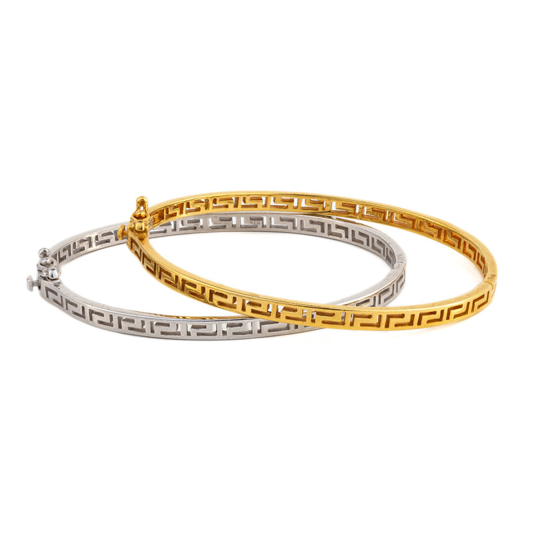 Meander Bangle Bracelet – Sterling Silver and Gold Plated