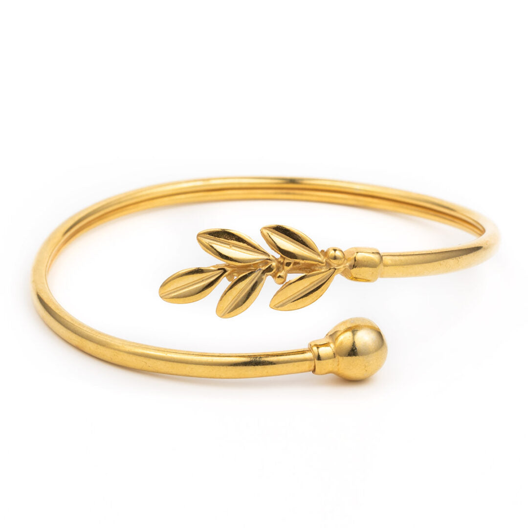 Olive Leaf Hinge Bracelet - 925 Sterling Silver and Gold Plated