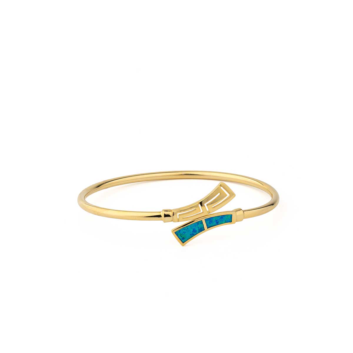 Greek Key Bracelet with Blue Opal
