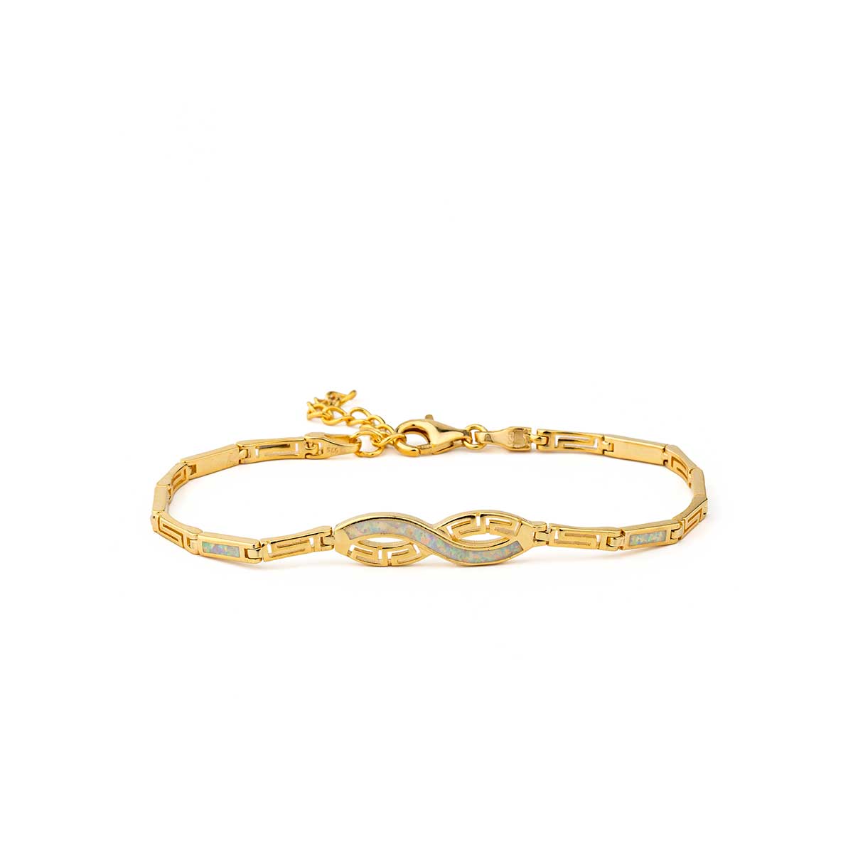 Infinity Meander Bracelet with White Opal