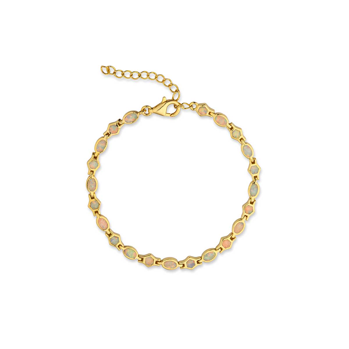 White Opal Bracelet in 925 Sterling Silver Gold Plated