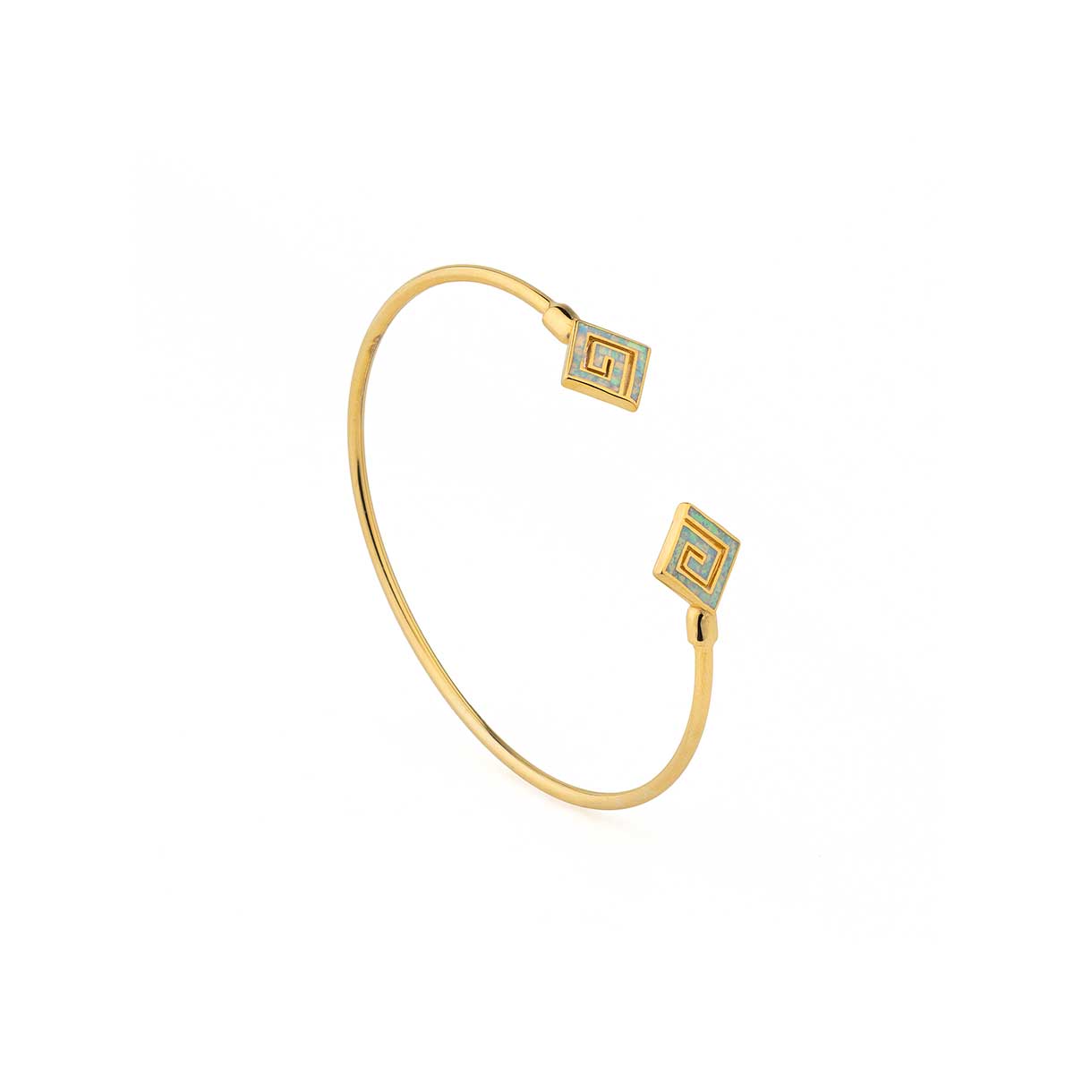 Meander Cuff Bracelet with White Opal