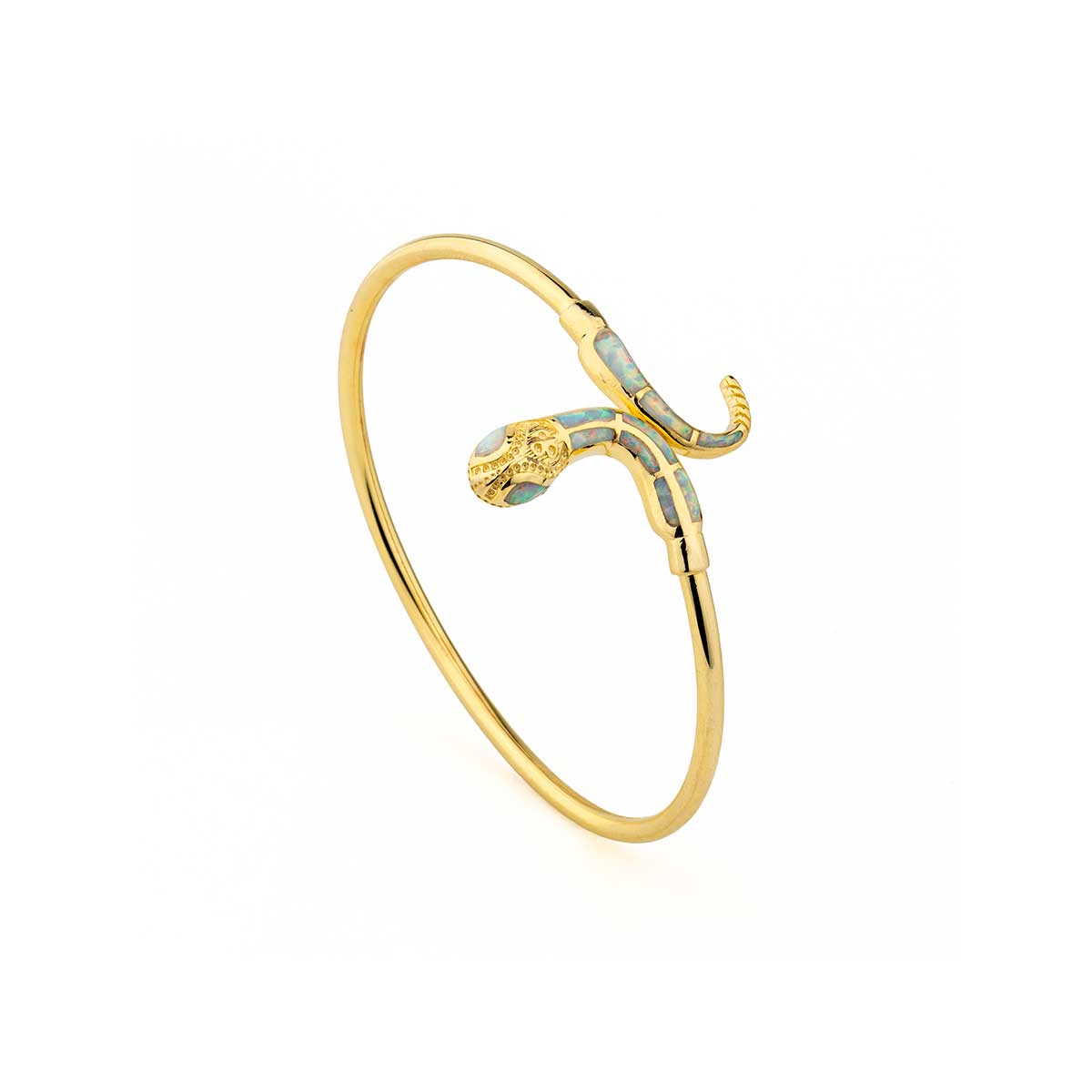 Snake Cuff Bracelet with Opal