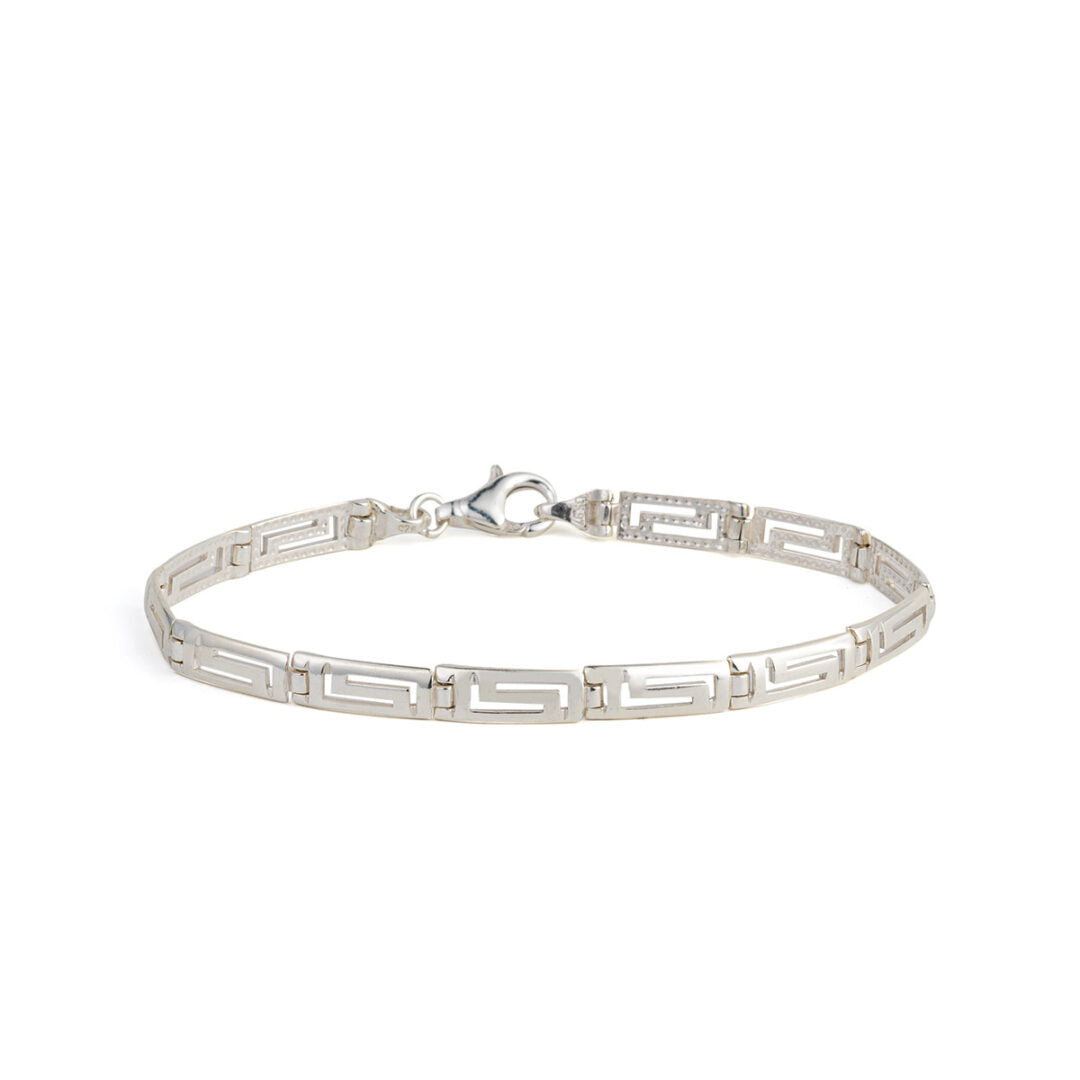 Greek Key Meander Bracelet 925 Sterling Silver