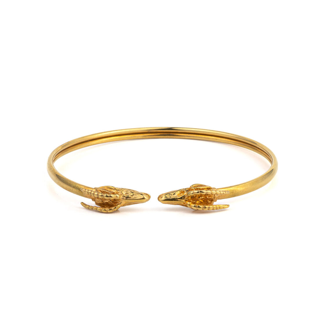 Double Ram's Head Cuff Bracelet