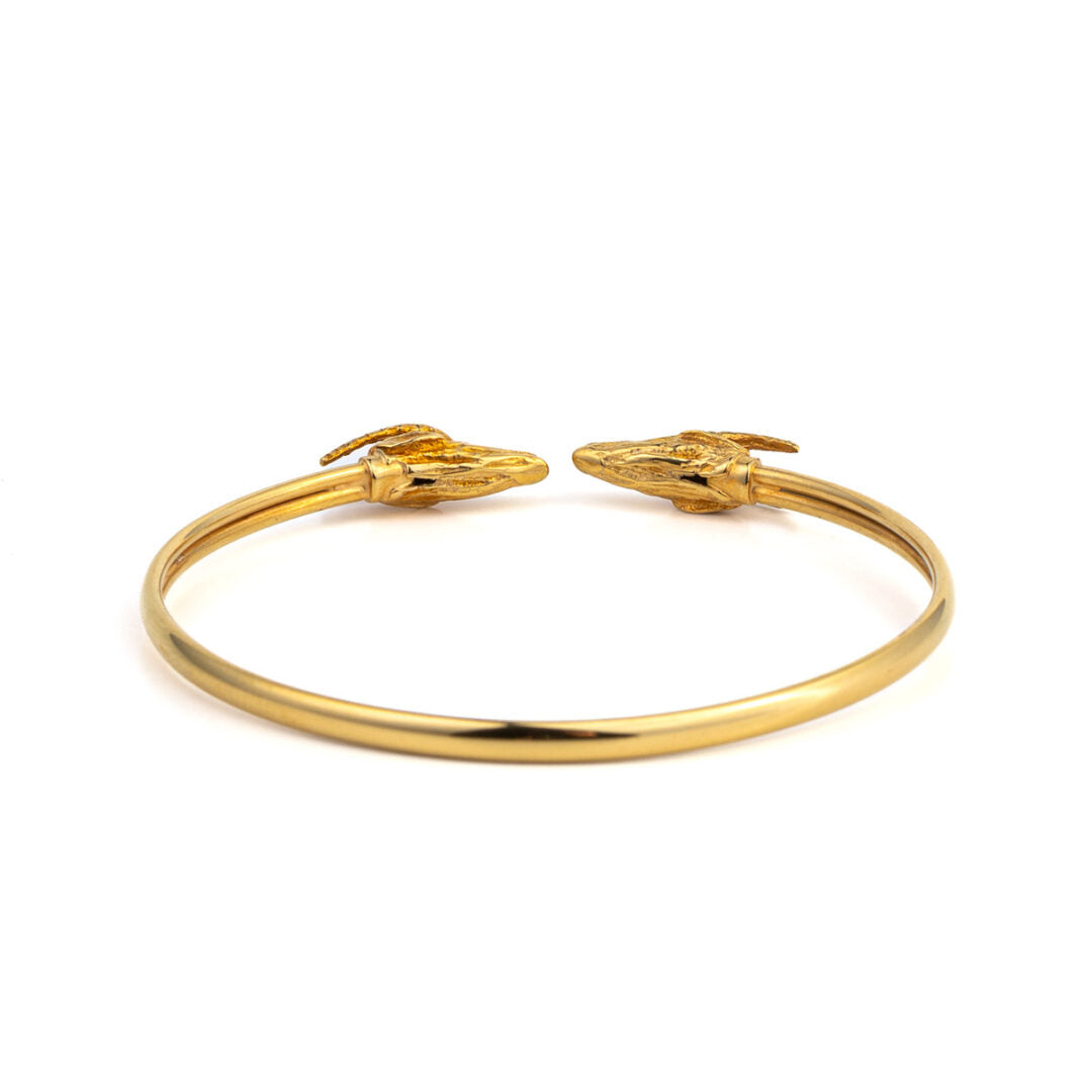 Double Ram's Head Cuff Bracelet