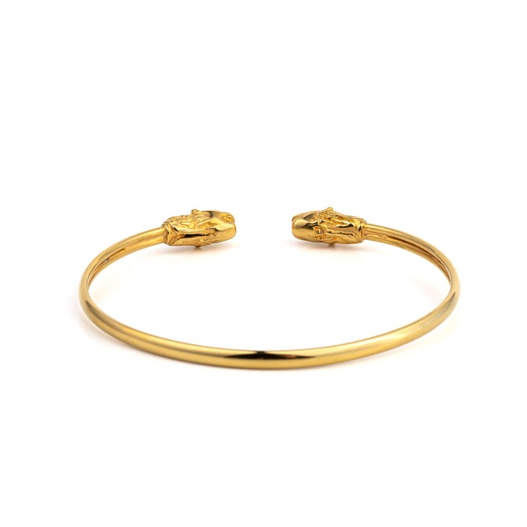 Lion Cuff Bracelet - 925 Sterling Silver and Gold Plated