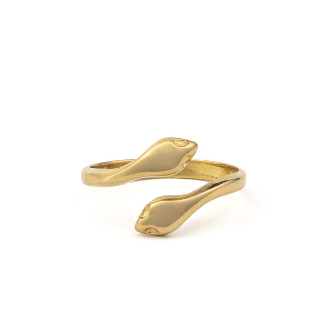 Double Snake Ring - 925 Sterling Silver and Gold Plated