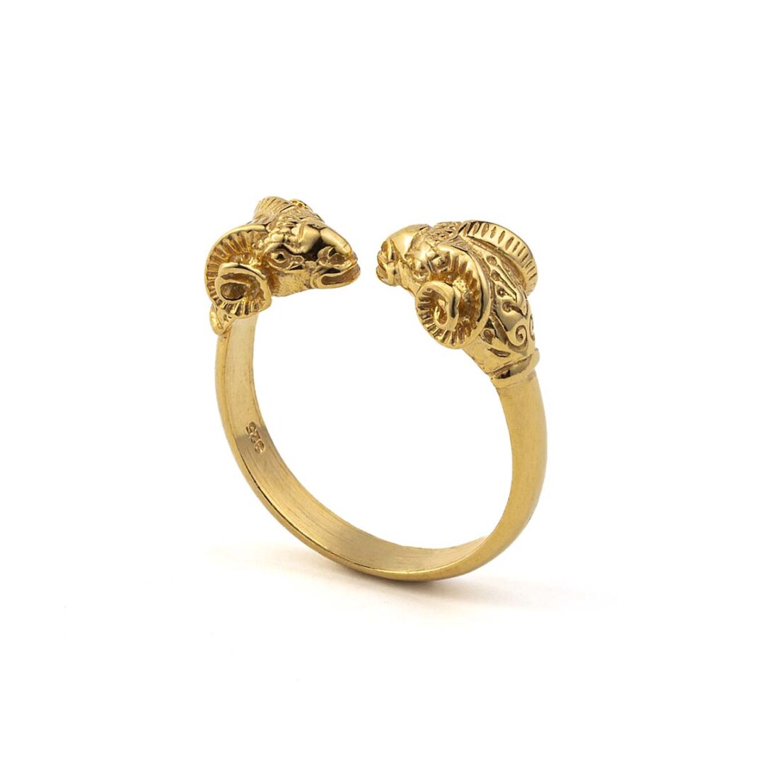 Double Aries Ring  - 925 Sterling Silver and Gold Plated