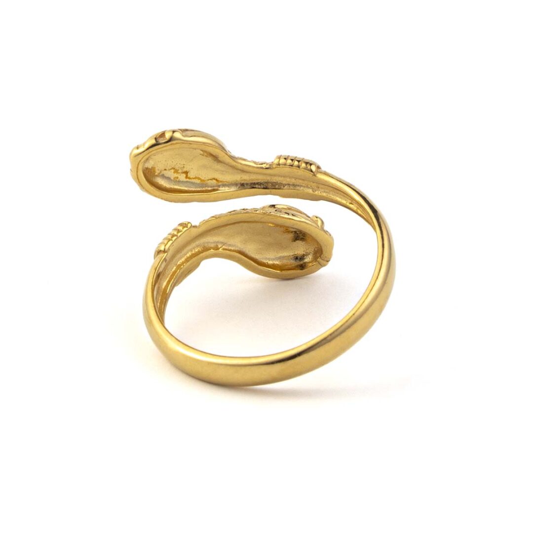 Double Headed Snake Ring - 925 Sterling Silver and Gold Plated