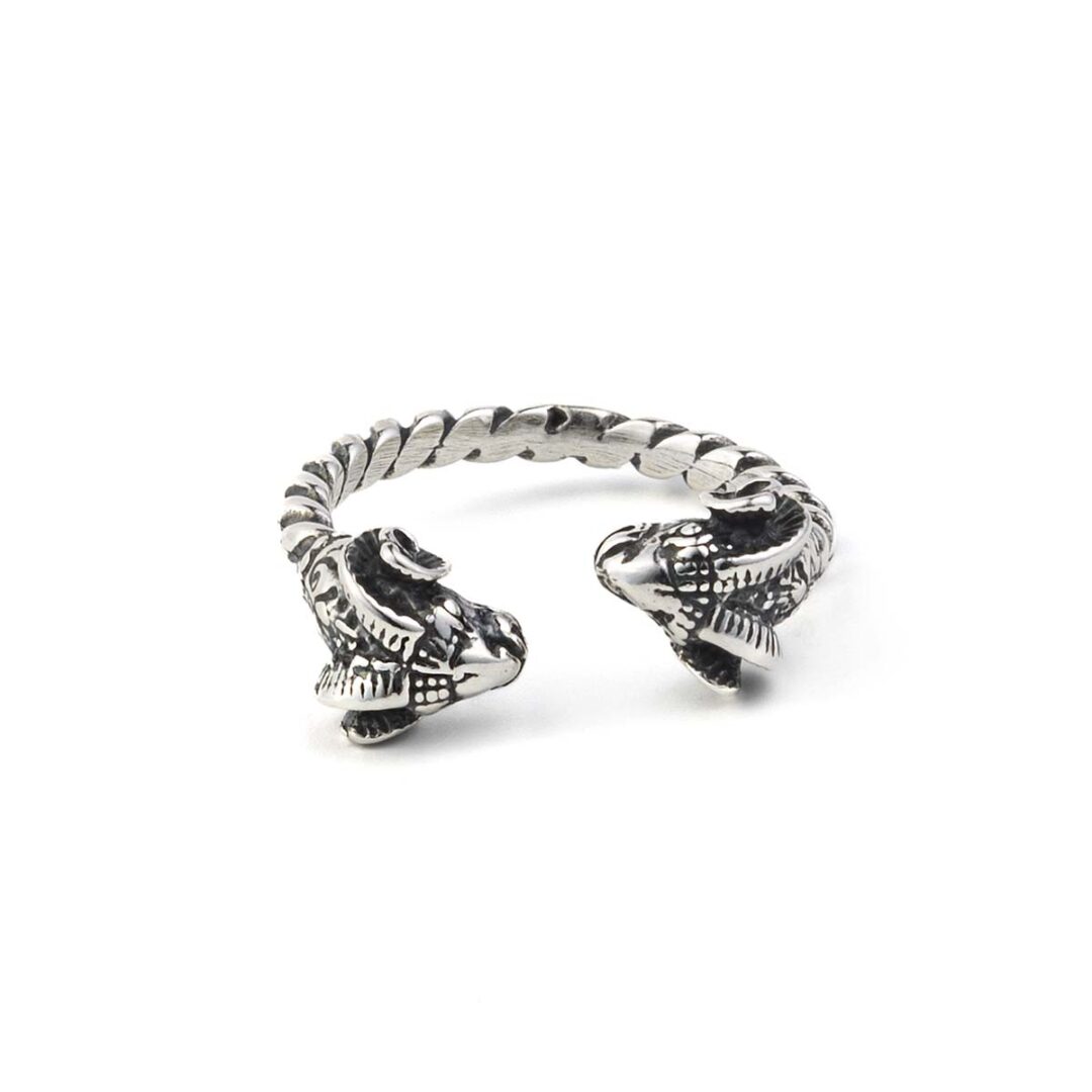 Silver Double Ram Head Ring