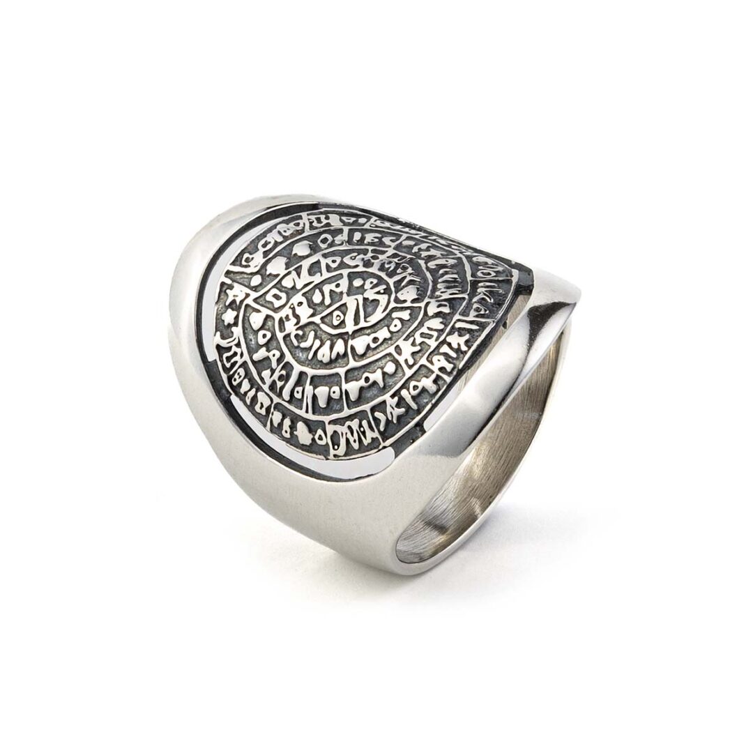 Silver Phaistos Disc Ring