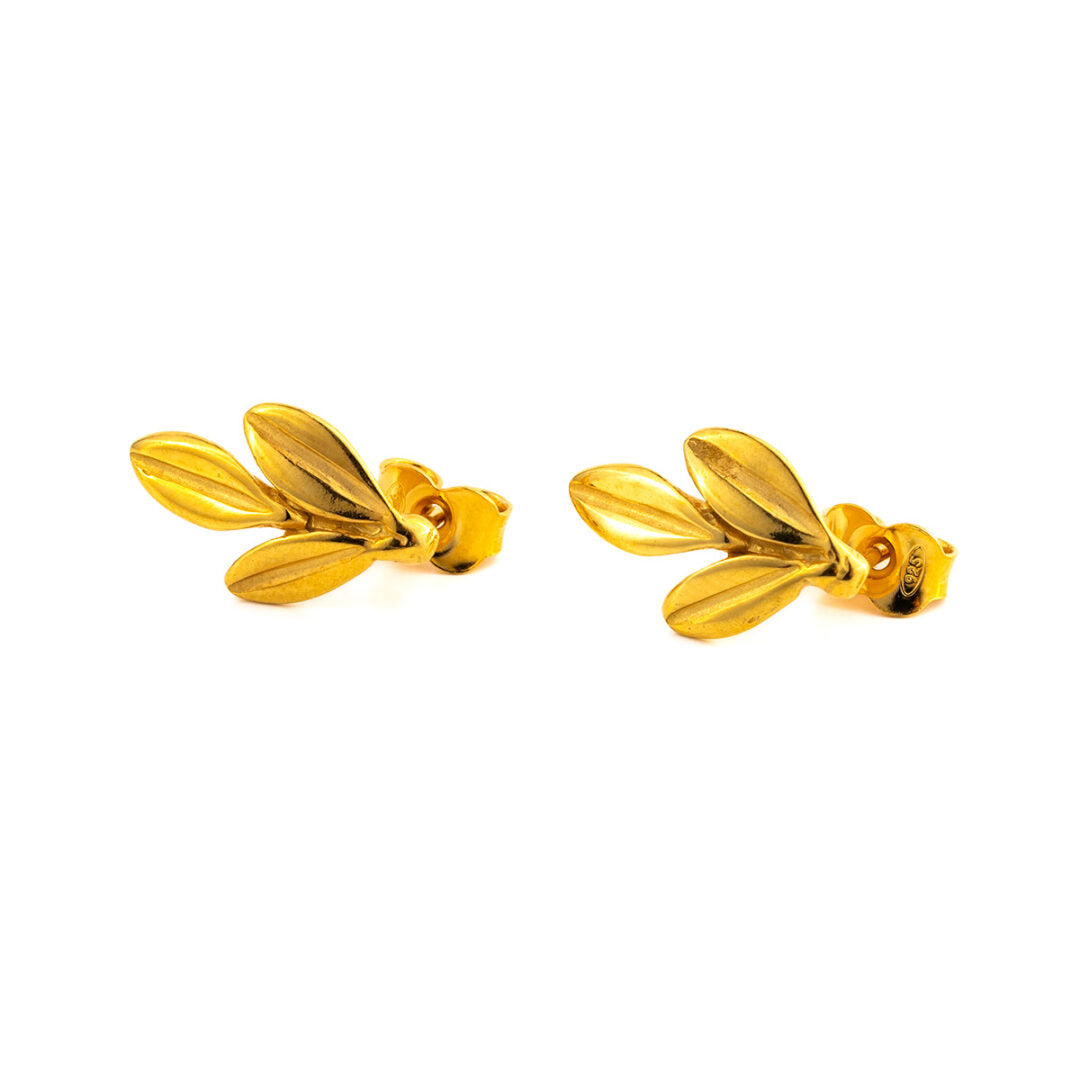 Olive Stud Earrings in 925 Sterling Silver Gold-Plated