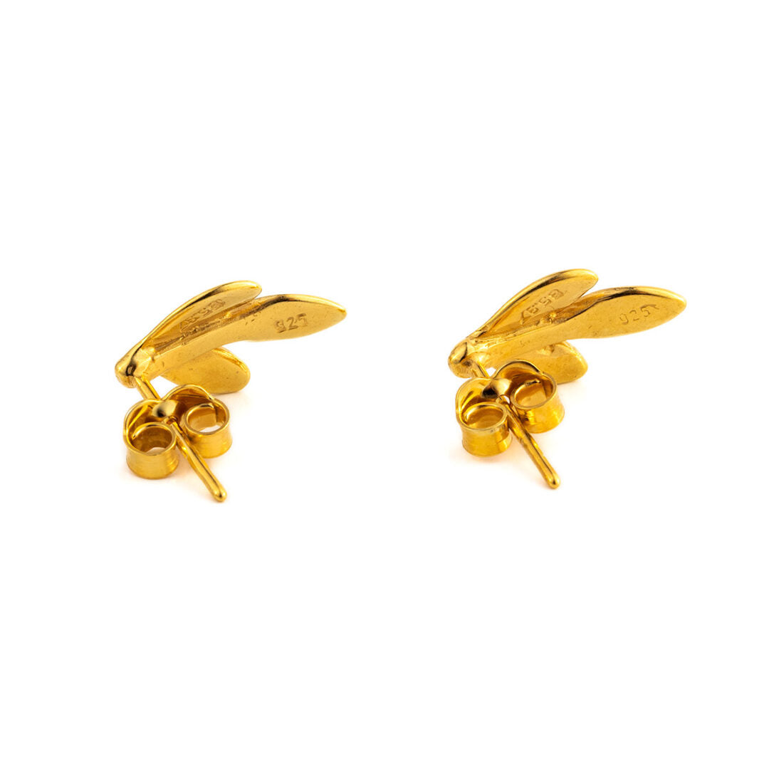Olive Stud Earrings in 925 Sterling Silver Gold-Plated