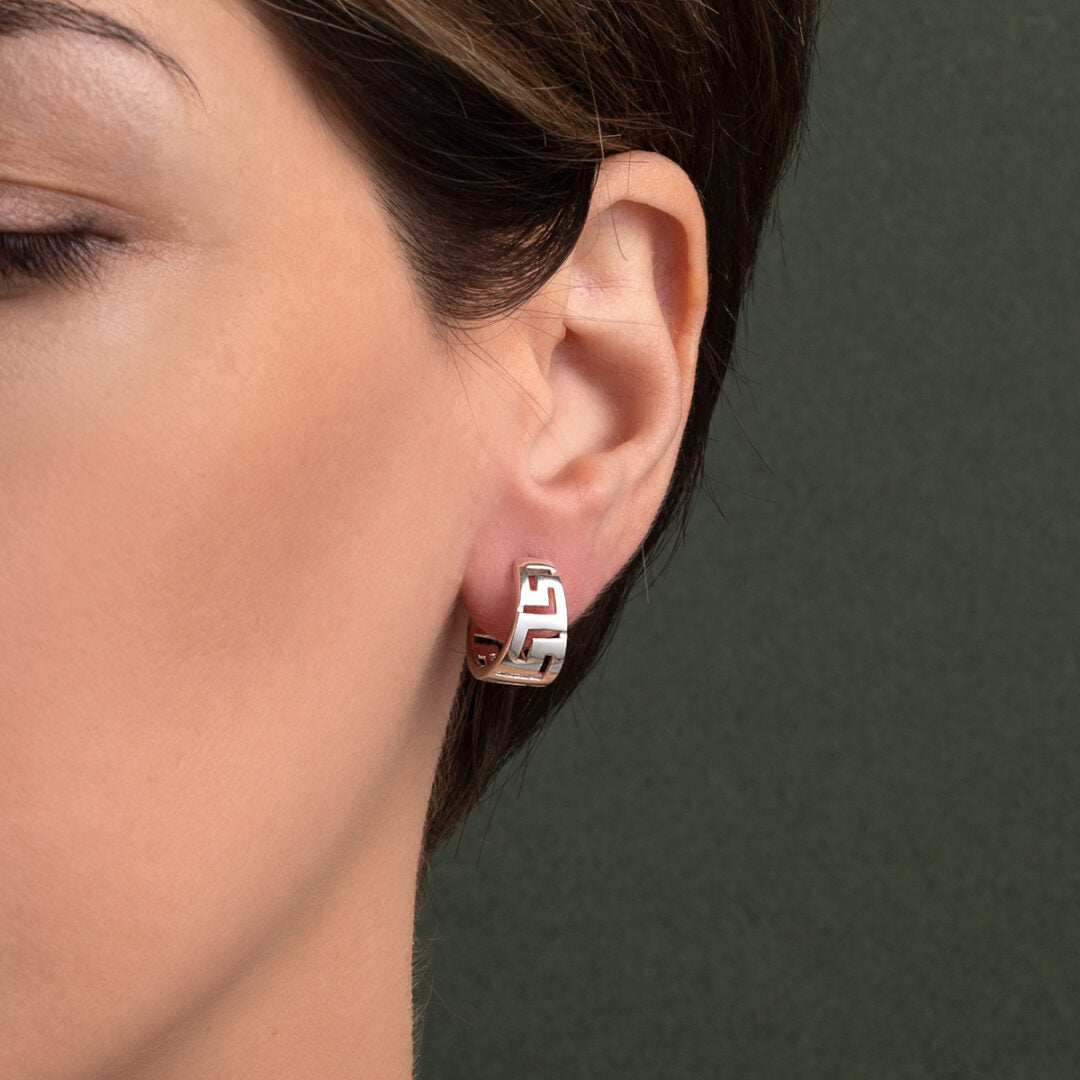 Earrings with Greek Key design