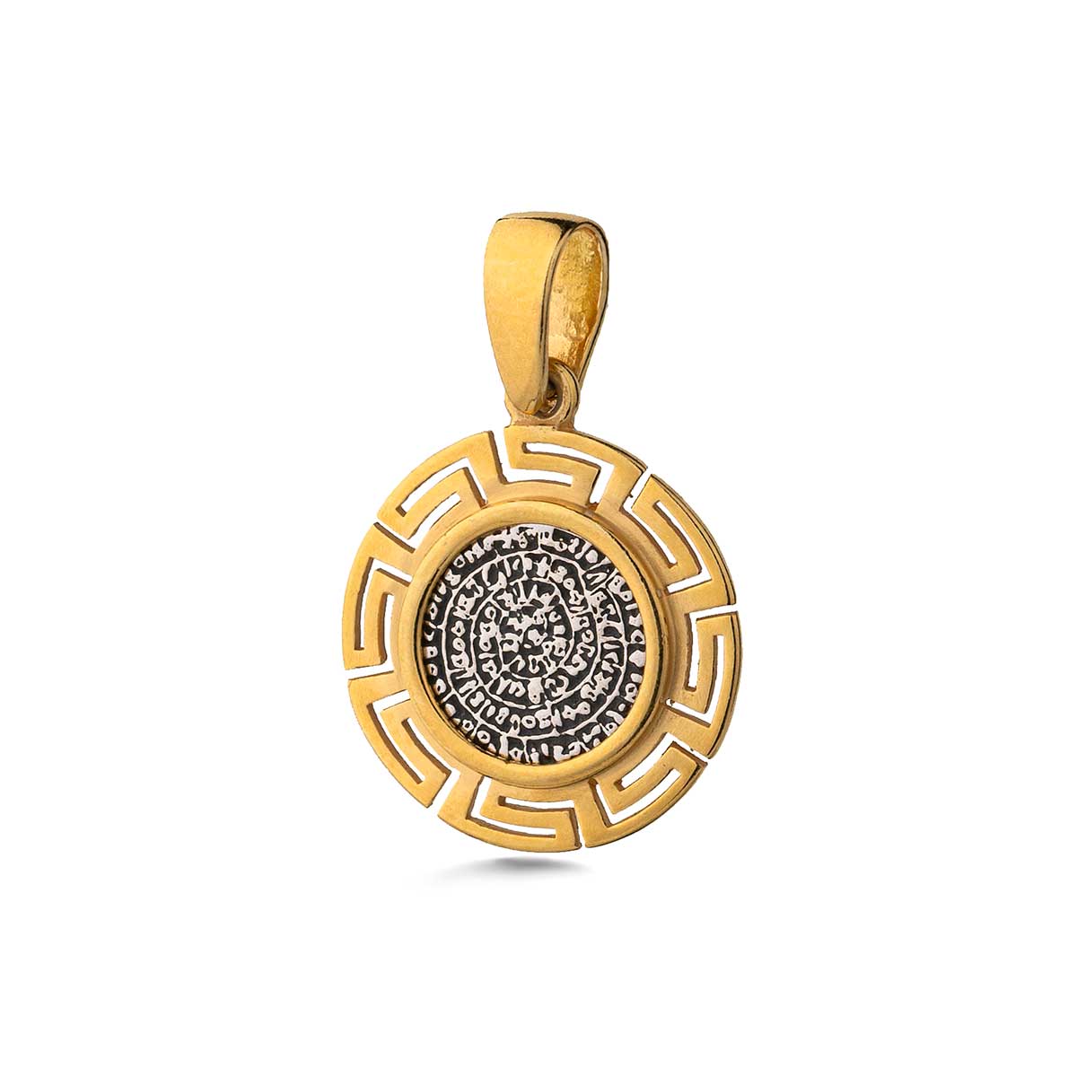 Phaistos Greek Key Pendant 925 Sterling Silver Gold Plated