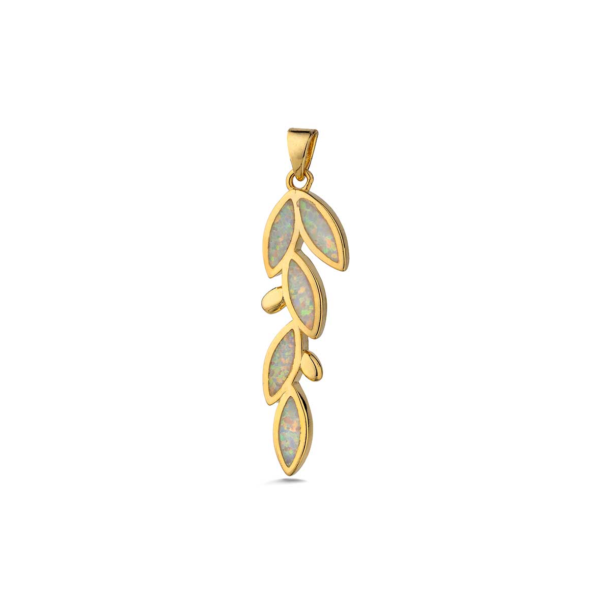 White Opal Olive Pendant 925 Sterling Silver Charm