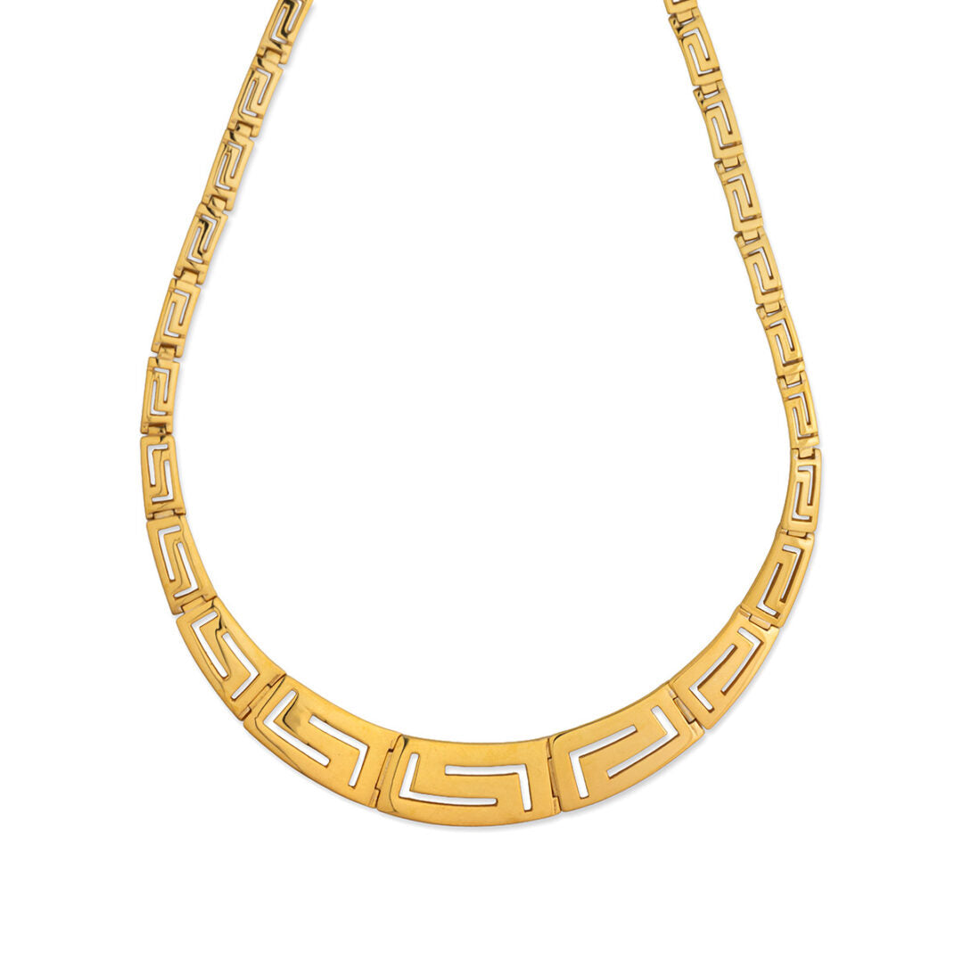 Sterling Silver Greek Key Meander Design Necklace