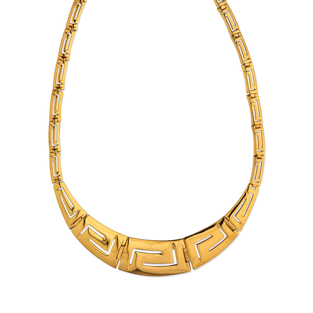 Greek Key Meander Design Necklace in Sterling Silver