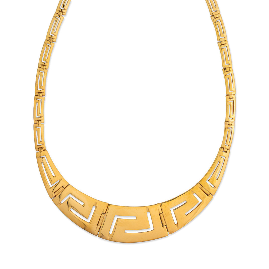 Greek Key Meander Design Necklace in Sterling Silver