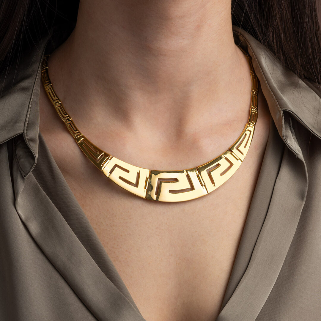 Greek Key Meander Design Necklace in Sterling Silver
