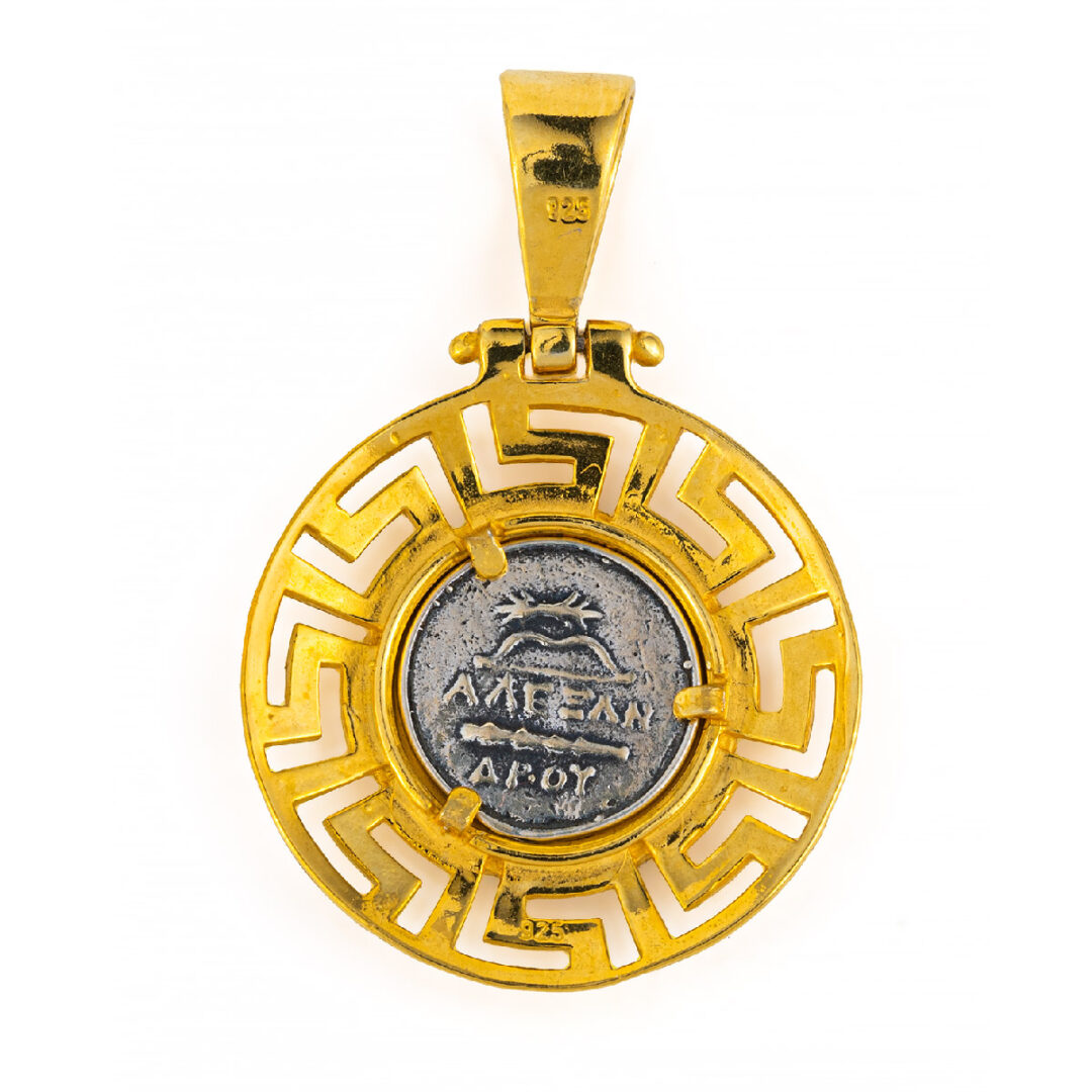Goddess Athena Coin Pendant - Sterling Silver Gold plated