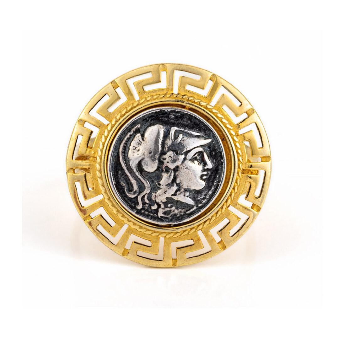 Goddess Athena Coin Ring - Sterling silver Gold plated