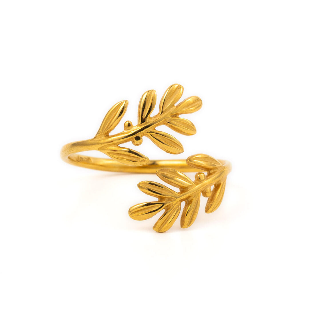 Olive Leaf Ring - Sterling Silver Gold Plated