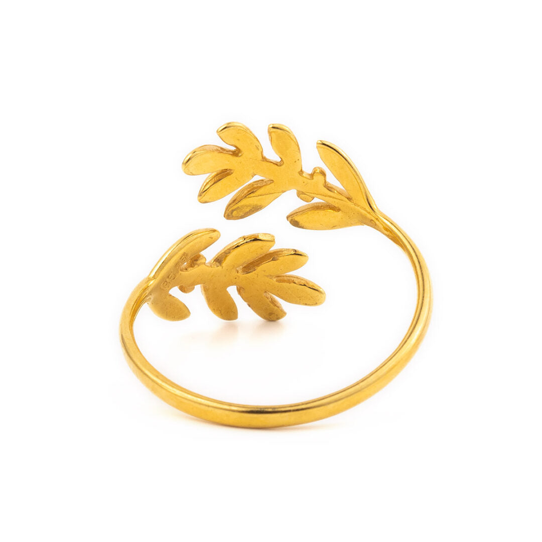 Olive Leaf Ring - Sterling Silver Gold Plated