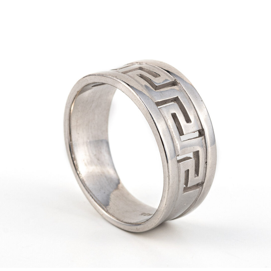 Greek key Meander Ring in Sterling Silver