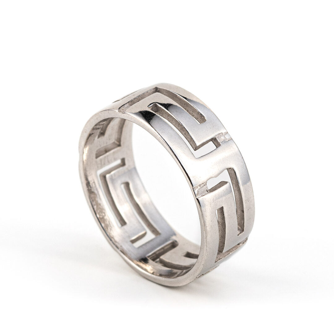 Sterling Silver Greek key Ring