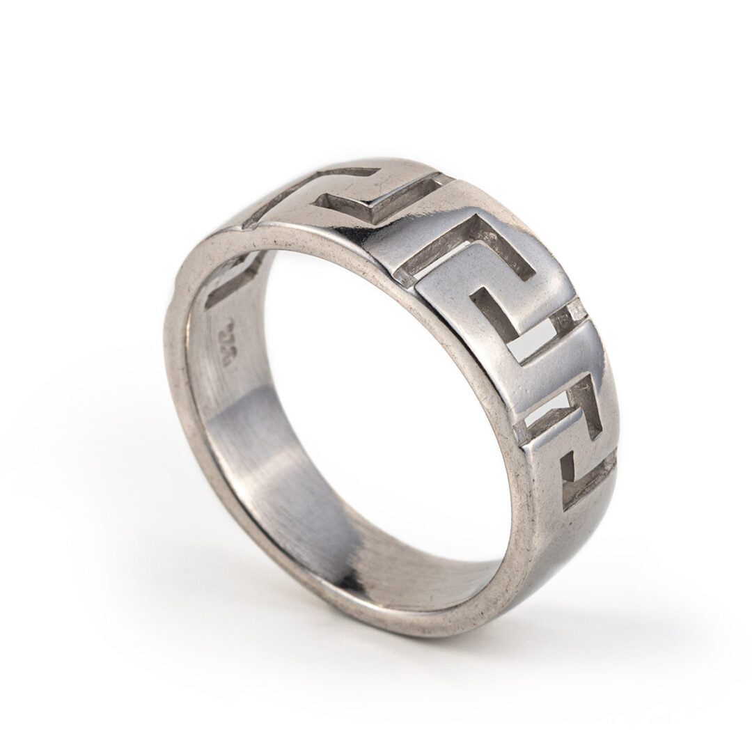 Greek key Ring in Sterling Silver