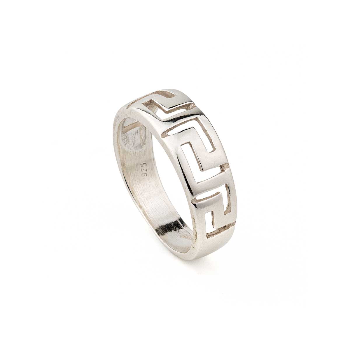 Greek Key Ring in 925 Sterling Silver