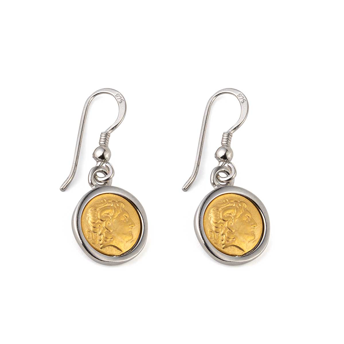 Alexander the Great Earrings in 925 Silver and Gold Plated