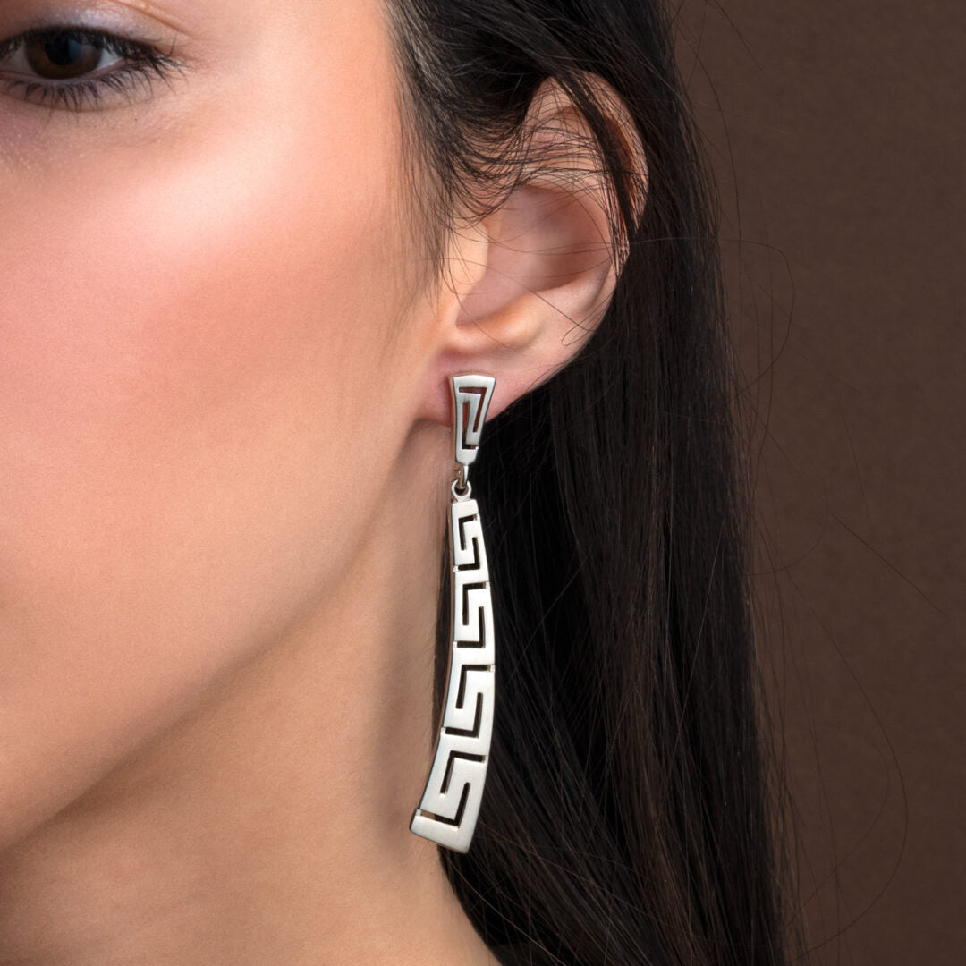 Meander Bend Drop Earrings - Sterling Silver 925 — Gold