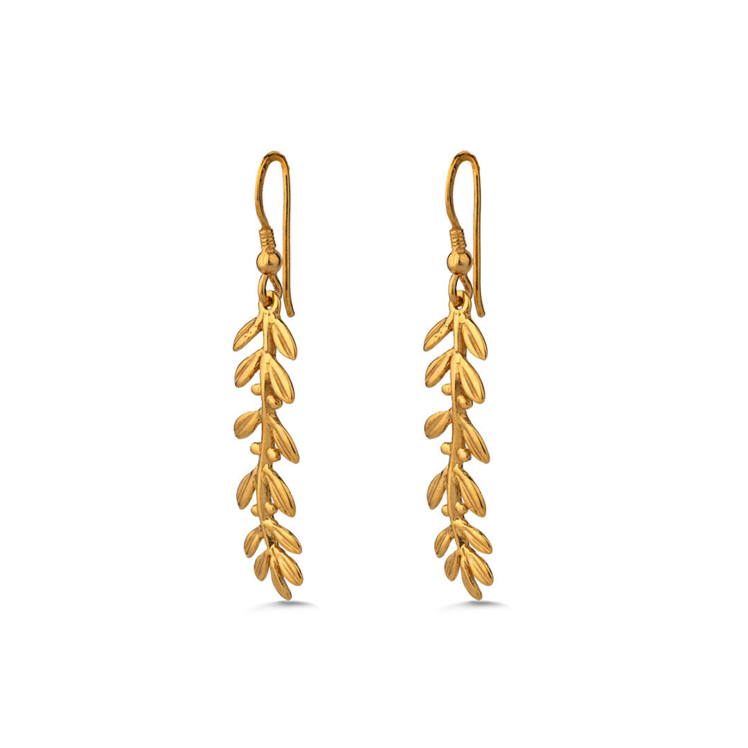 Olive Dangling Earrings - Sterling Silver 925 Gold Plated — Gold