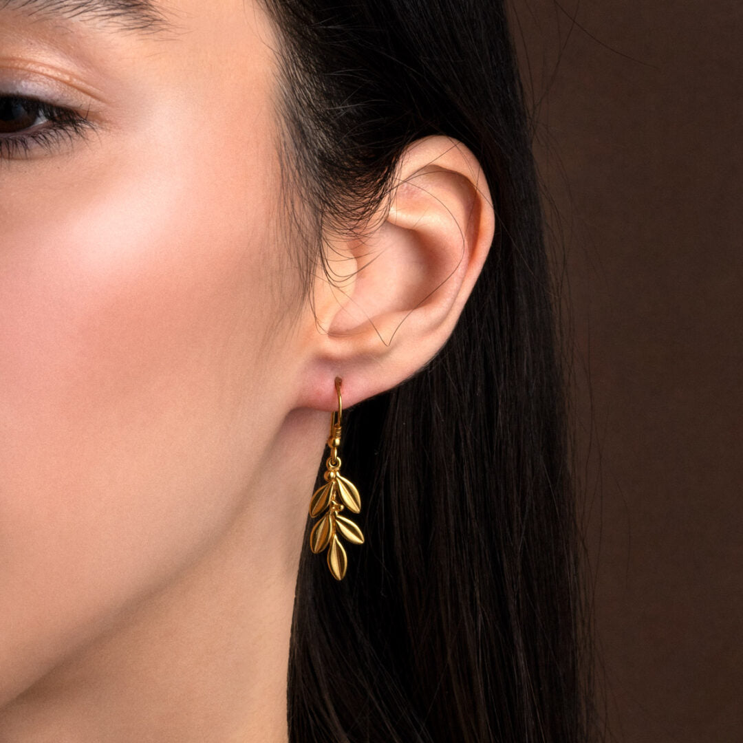 Olive Dangle Earrings - Sterling Silver 925 Gold Plated — Silver