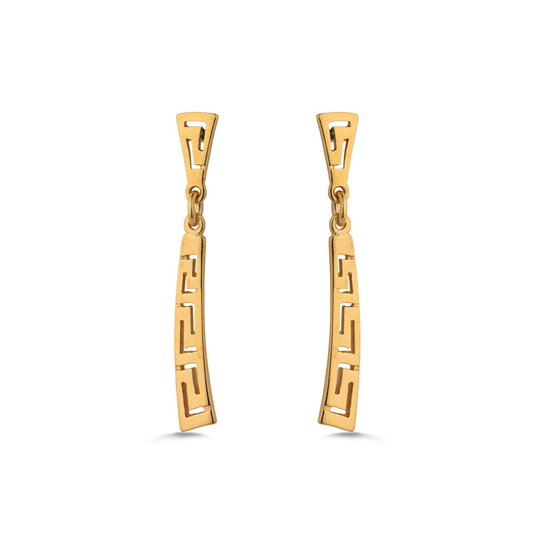 Sterling Silver 925 Meander Drop Earrings