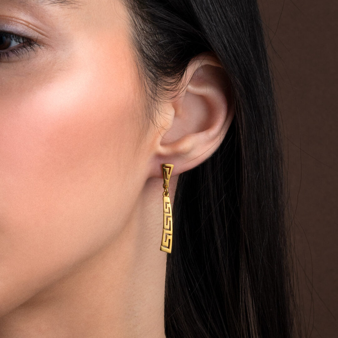Sterling Silver 925 Meander Drop Earrings