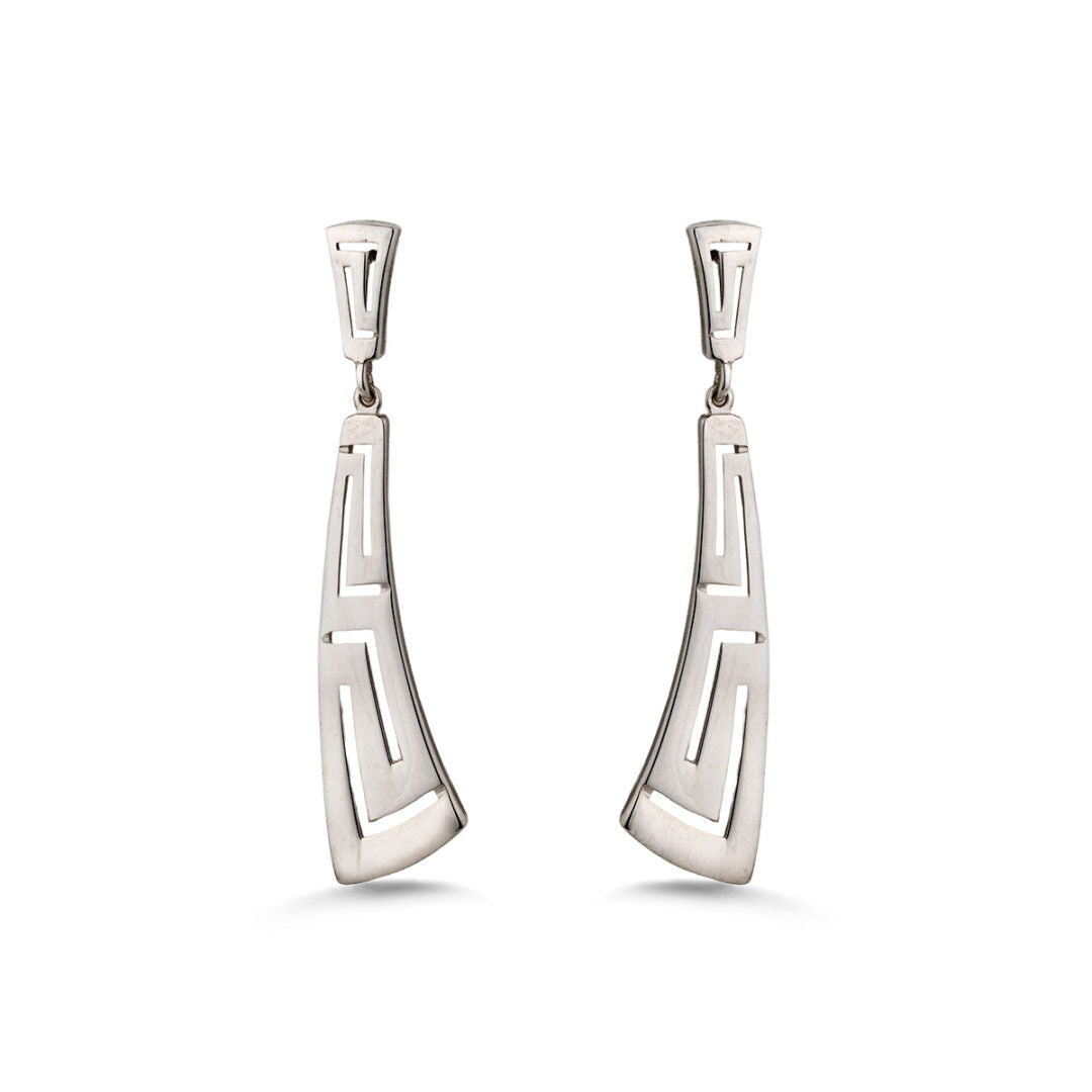 Meander Bend Drop Earrings - Sterling Silver 925